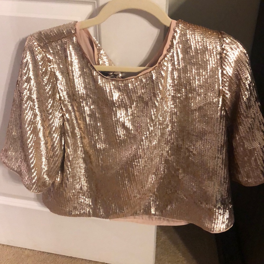 J. Crew gold sequin top size 10P